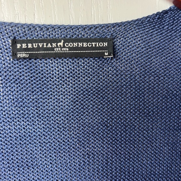 Peruvian Connection Open Front Long Cardigan Blue Women’s Size M - Picture 2 of 3